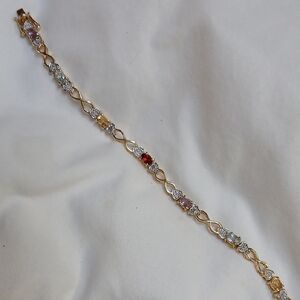 Elegant Gold Multi-Color Gemstone Bracelet